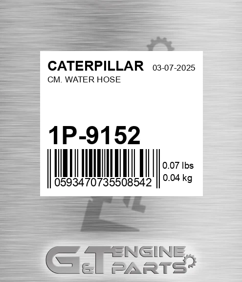 1P-9152 Cm. Water Hose for CATERPILLAR