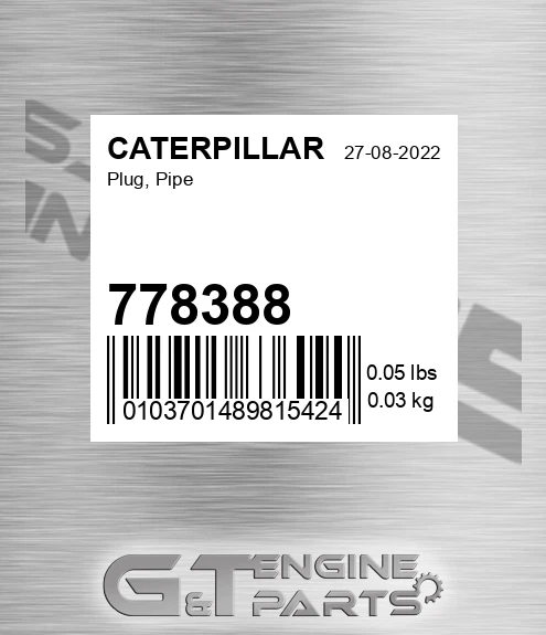 778388 Plug, Pipe for CATERPILLAR