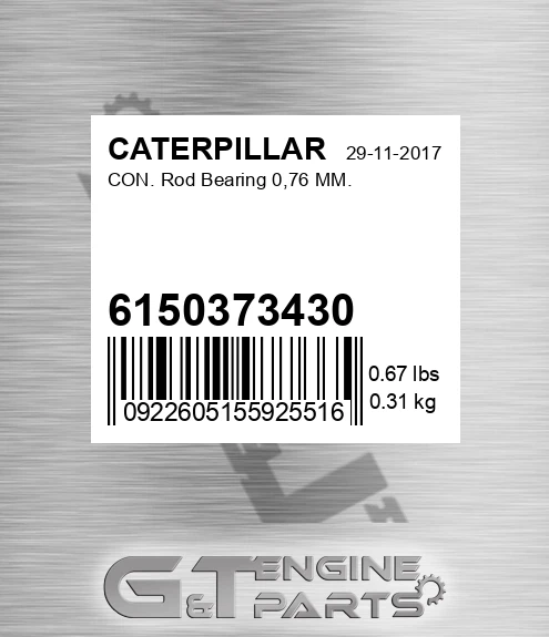 6150373430 Con. Rod Bearing 0,76 Mm. for CATERPILLAR