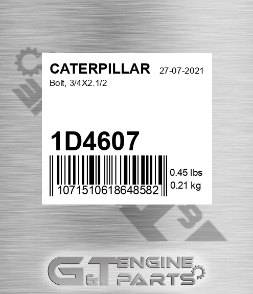 1D4607 Bolt, 3/4x2.1/2