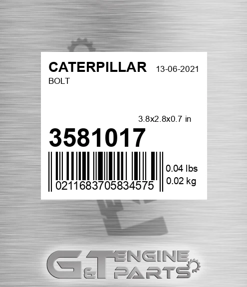 358-1017 Bolt for CATERPILLAR
