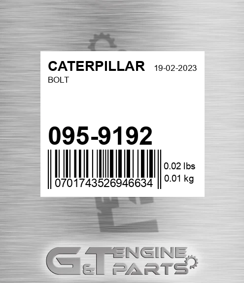 095-9192 Bolt for CATERPILLAR