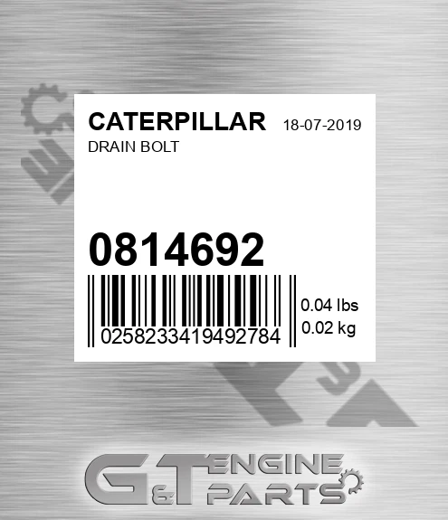 081-4692 Drain Bolt for CATERPILLAR