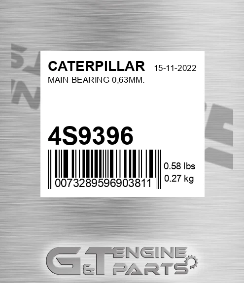 4S-9396 Main Bearing 0,63mm. for CATERPILLAR
