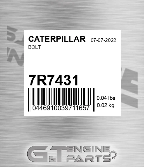 7R-7431 Bolt for CATERPILLAR
