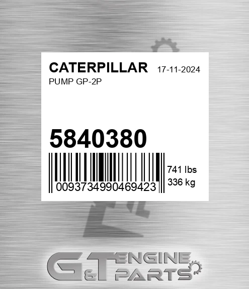5840380 Pump Gp-2p for CATERPILLAR