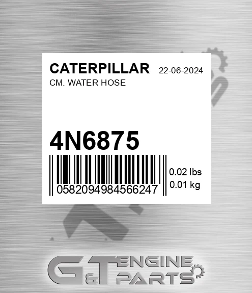 4N-6875 Cm. Water Hose for CATERPILLAR