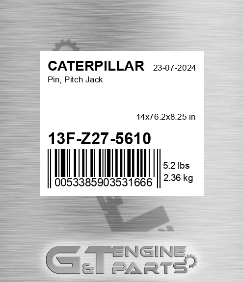 13FZ275610 Pin, Pitch Jack for CATERPILLAR