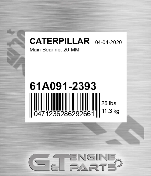 61A091-2393 Main Bearing, 20 Mm