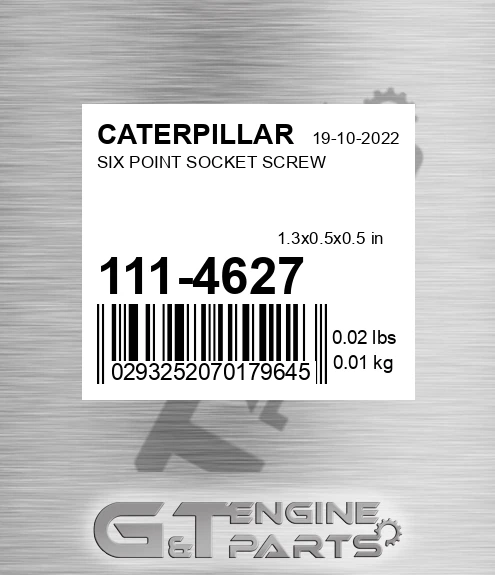 111-4627 Six Point Socket Screw for CATERPILLAR