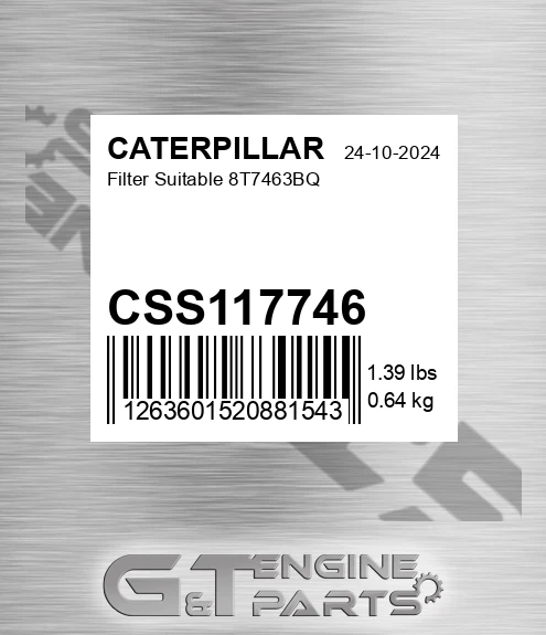 CSS117746 Filter Suitable 8t7463bq
