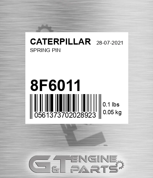 8F-6011 Spring Pin for CATERPILLAR