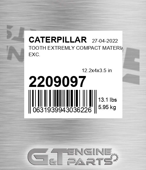 220-9097 Tooth Extremly Compact Material Exc. for CATERPILLAR