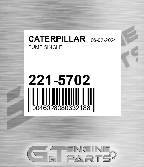 221-5702 Pump Single