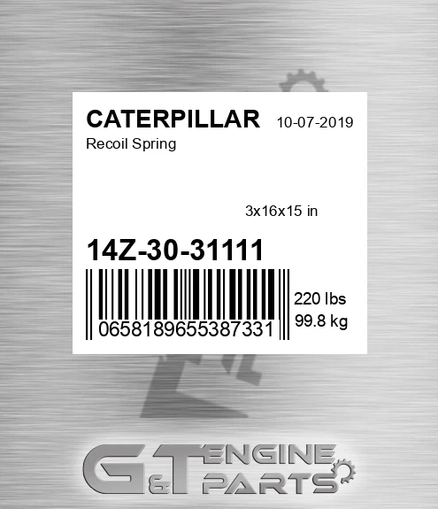 14Z3031111 Recoil Spring for CATERPILLAR