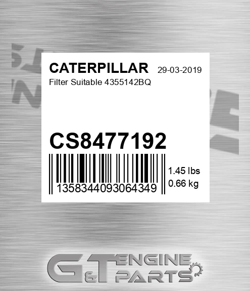 CS8477192 CATERPILLAR Filter Suitable 4355142bq