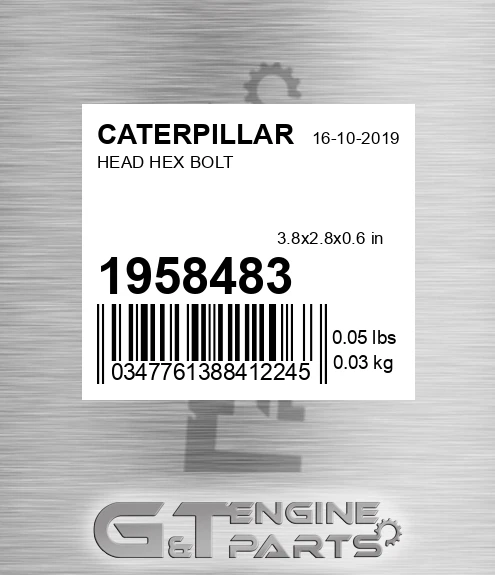 195-8483 Head Hex Bolt for CATERPILLAR