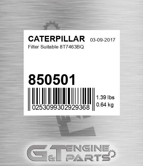 850501 CATERPILLAR Filter Suitable 8t7463bq