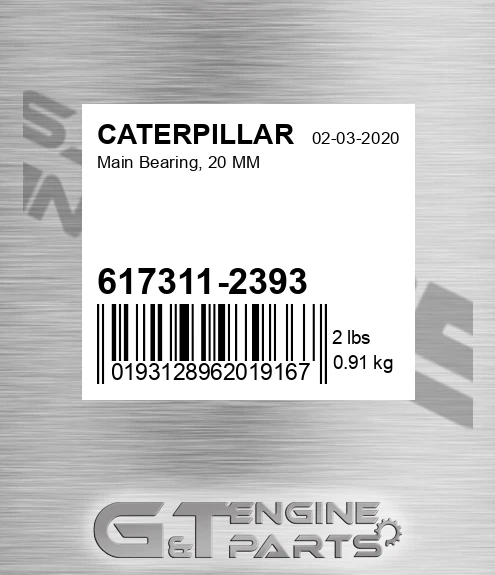 617311-2393 Main Bearing, 20 Mm