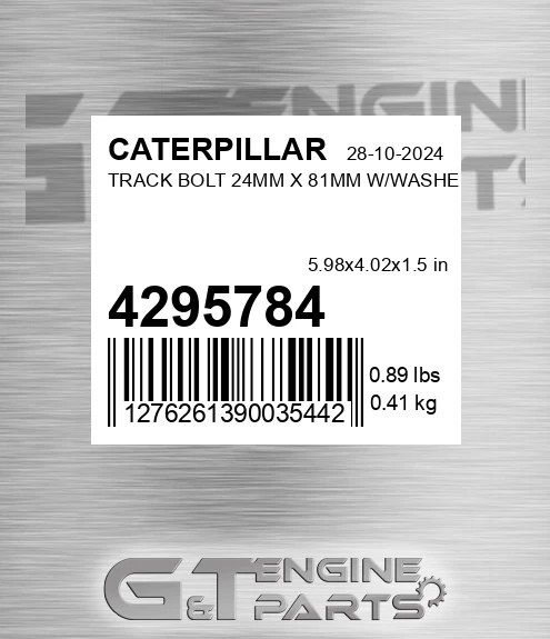 4295784 Track Bolt 24mm X 81mm W/washer