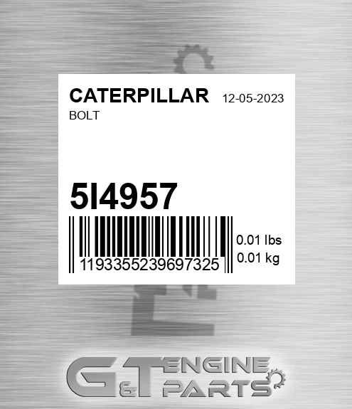 5I-4957 Bolt for CATERPILLAR