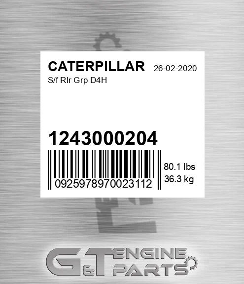 1243000204 S/f Rlr Grp D4h for CATERPILLAR