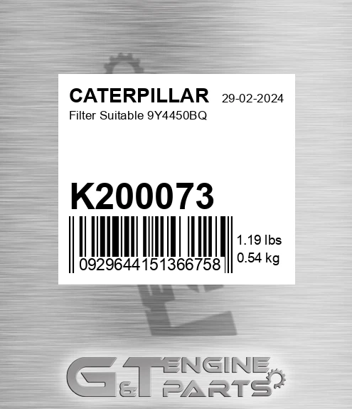 K200073 Filter Suitable 9y4450bq