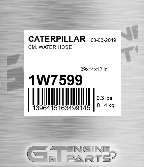 1W-7599 Cm. Water Hose for CATERPILLAR