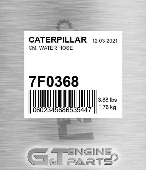 7F-0368 Cm. Water Hose for CATERPILLAR