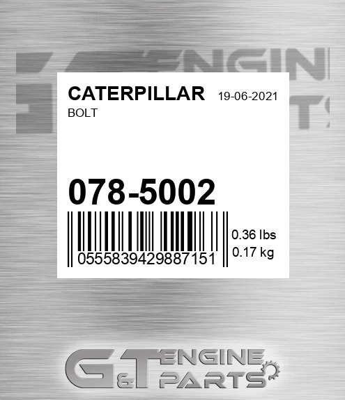 078-5002 Bolt for CATERPILLAR
