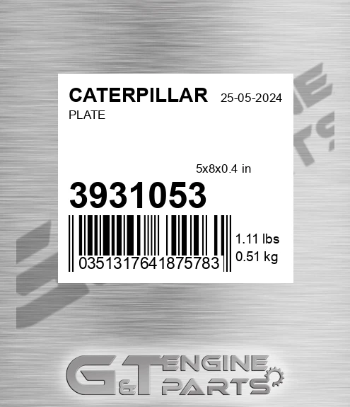 393-1053 Plate for CATERPILLAR