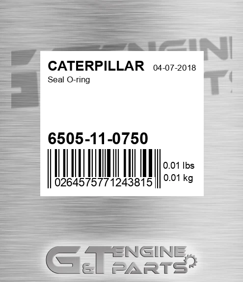 6505-11-0750 Seal O-ring for CATERPILLAR
