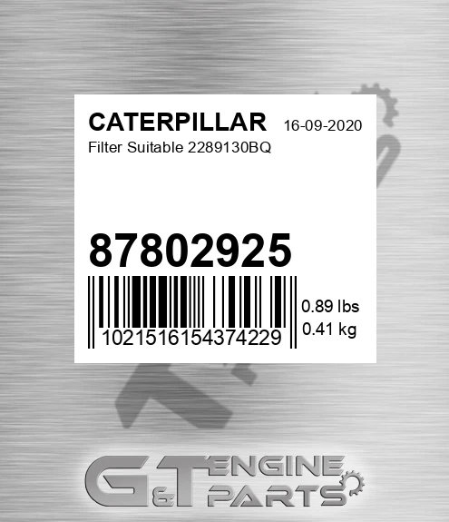 87802925 Filter Suitable 2289130bq