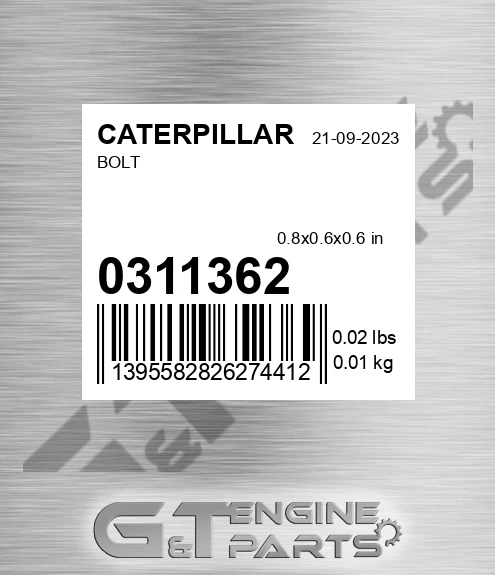 031-1362 Bolt for CATERPILLAR