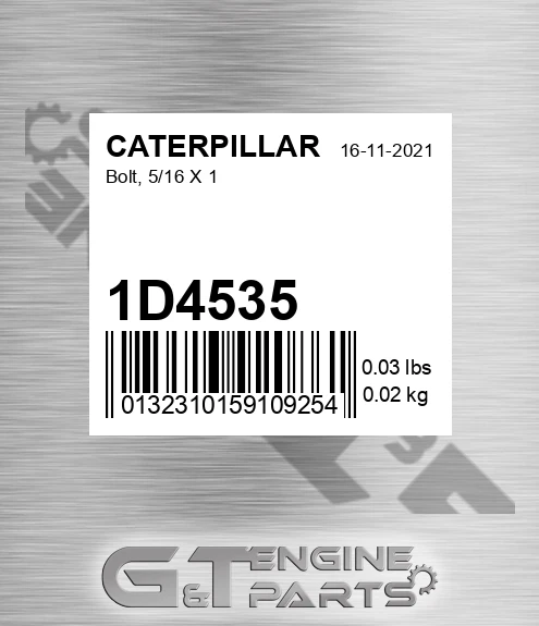 1D4535 Bolt, 5/16 X 1