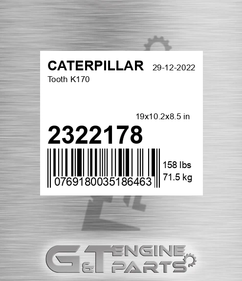 2322178 Tooth K170 for CATERPILLAR