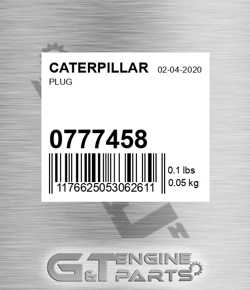 077-7458 Plug for CATERPILLAR