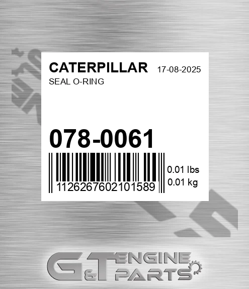 078-0061 Seal O-ring