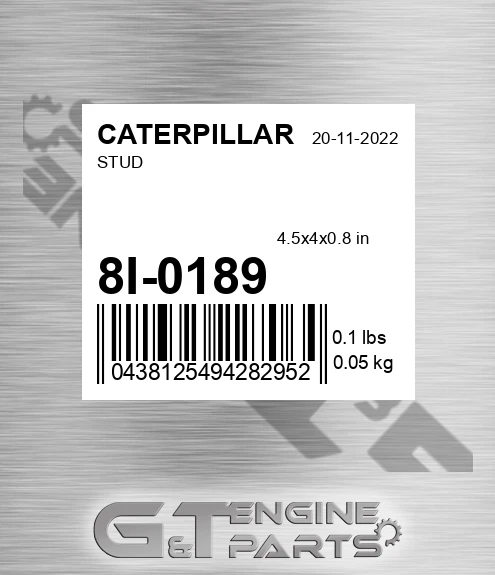 8I0189 Stud 1/2 for CATERPILLAR