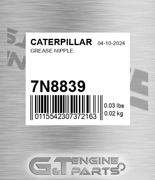 7N-8839 Grease Nipple for CATERPILLAR