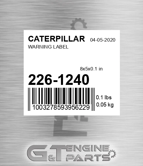 226-1240 Warning Label for CATERPILLAR
