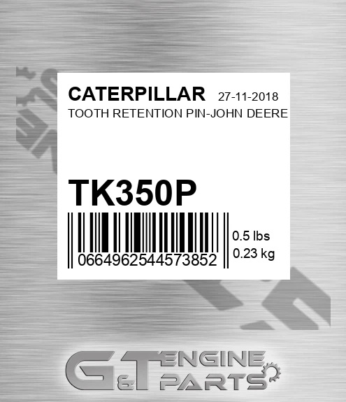 TK350P Tooth Retention Pin-john Deere