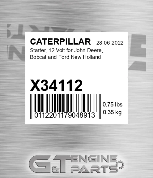X34112 Starter, 12 Volt For John Deere, Bobcat And Ford New Holland for CATERPILLAR