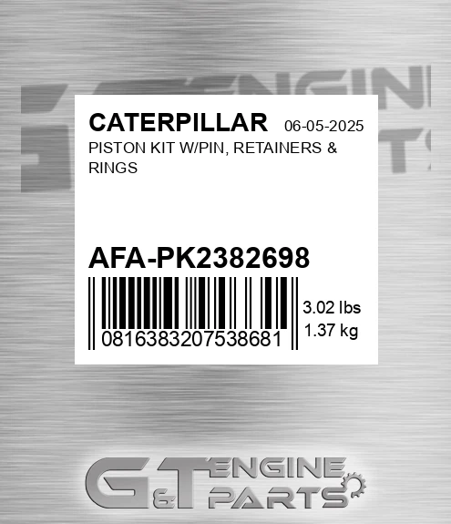 AFA-PK2382698 Piston Kit W/pin, Retainers & Rings