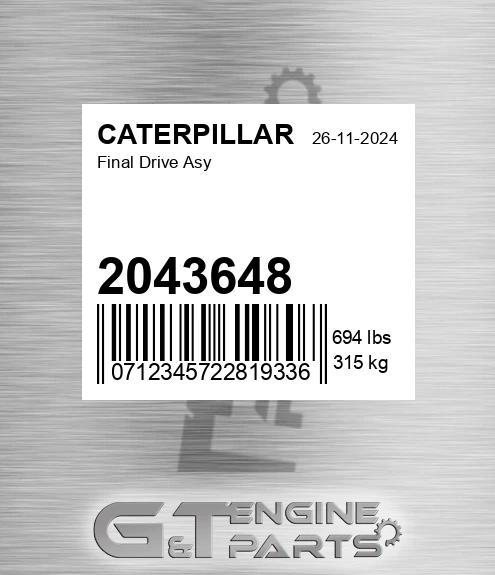 2043648 Final Drive Asy for CATERPILLAR