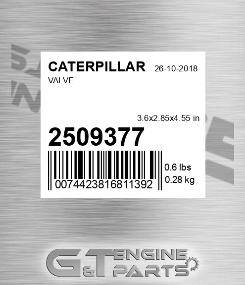 250-9377 Valve for CATERPILLAR