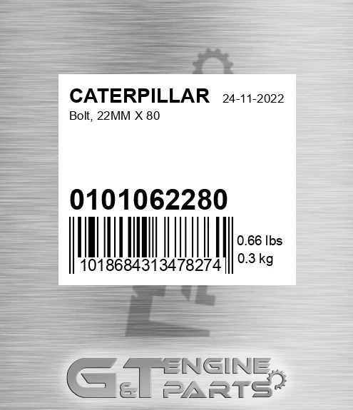 0101062280 Bolt, 22mm X 80 for CATERPILLAR