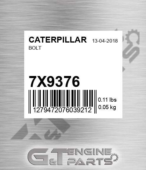 7X-9376 Bolt for CATERPILLAR