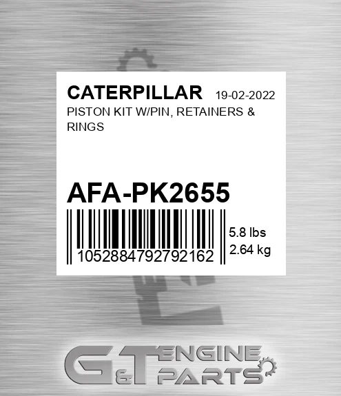 AFA-PK2655 Piston Kit W/pin, Retainers & Rings