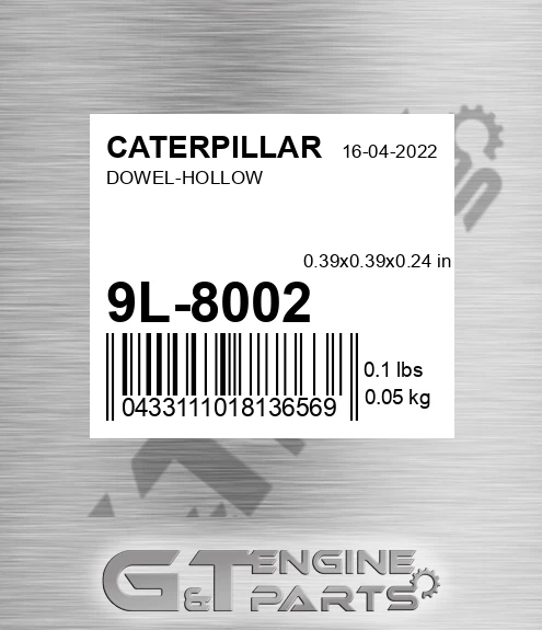 9L-8002 Hollow Dowel for CATERPILLAR